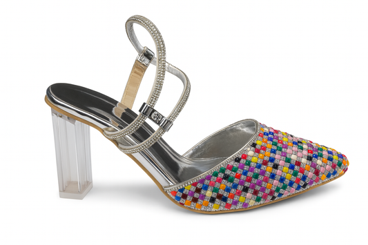 Radiant Mosaic Embellished Block Heels