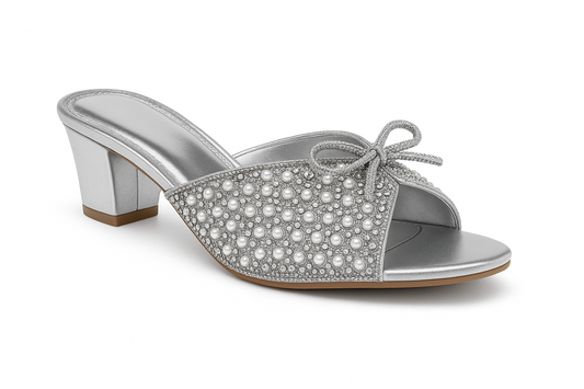 Silver Pearl Bow Embellished