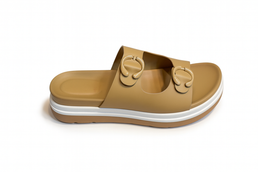 Tan Double Buckle Comfort Sandals