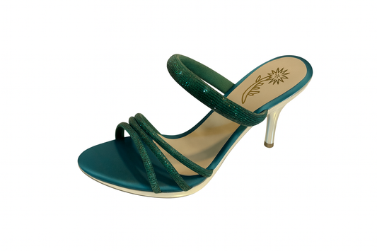 Teal Triple Strap Stiletto Heels