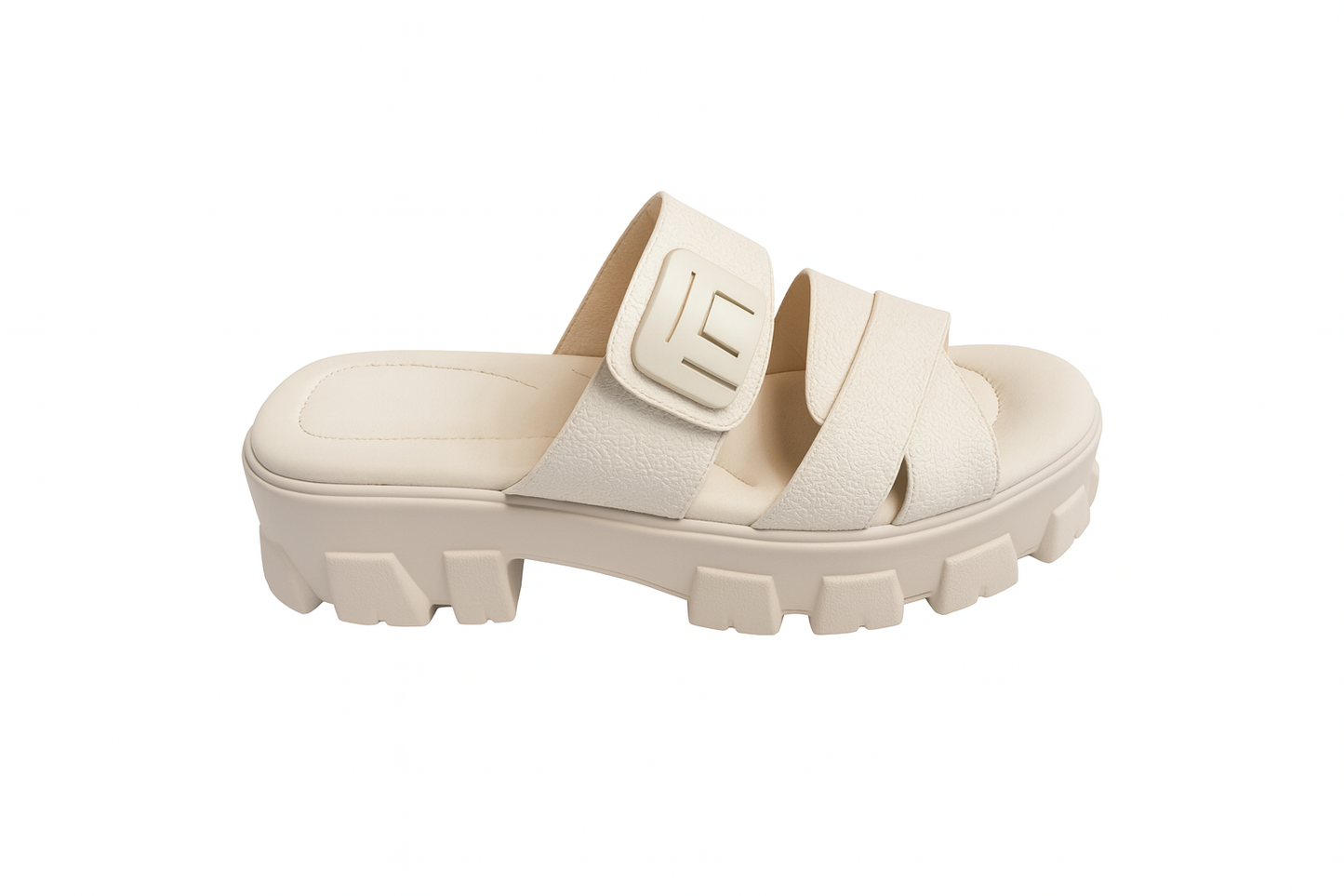 White Chunky Comfort Sandals – Slip-On Everyday Flats
